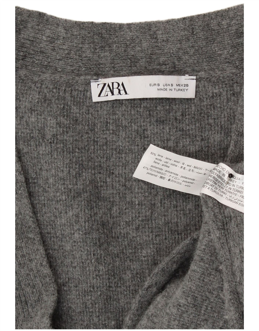 Zara Damen-Strickjacke in Übergröße, Gr. 10, kleine graue Wolle