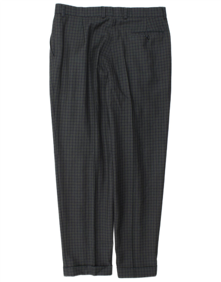 Marks & Spencer Slim-Anzughose für Herren, W34, L31, marineblau karierte Wolle