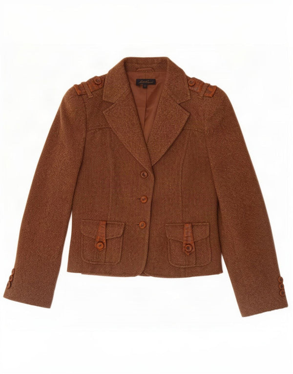 Luisa Spagnoli Womens 3 Button Blazer Jacket IT 42 Medium Brown Flecked