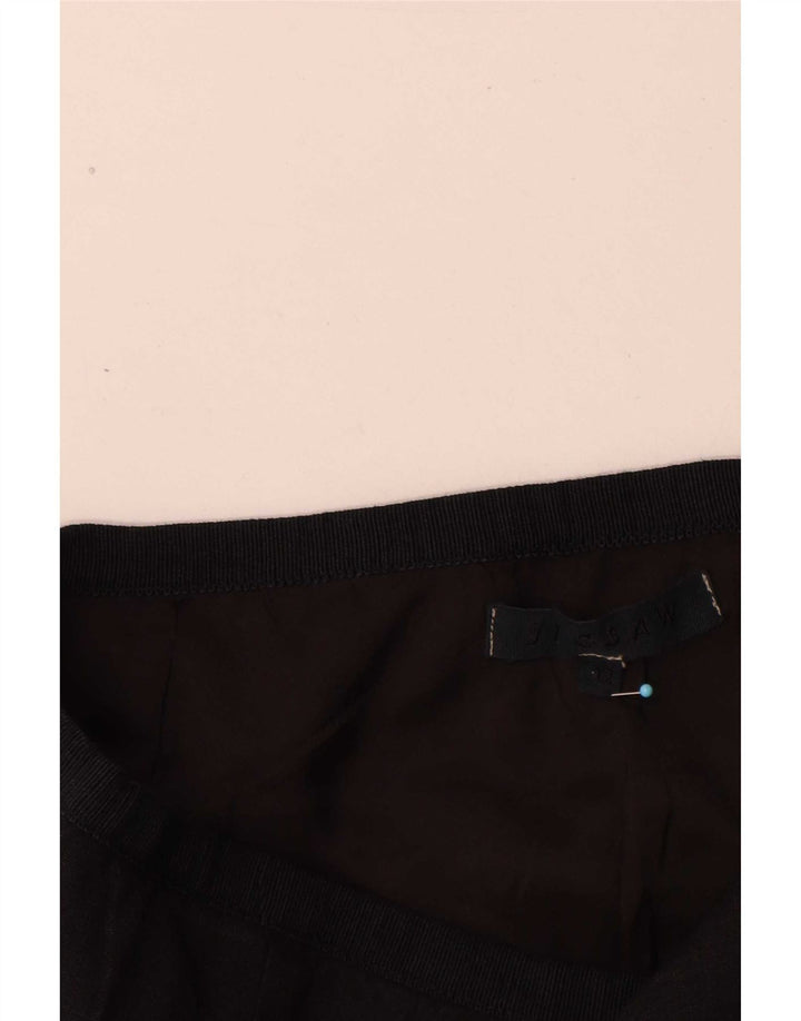 Jigsaw Damen gerader Rock UK 12 Medium W28 Schwarz Leinen