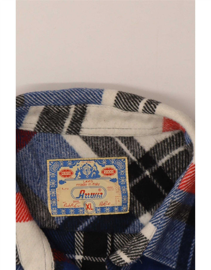 Vintage Herren Flanellhemd XL Blau kariert
