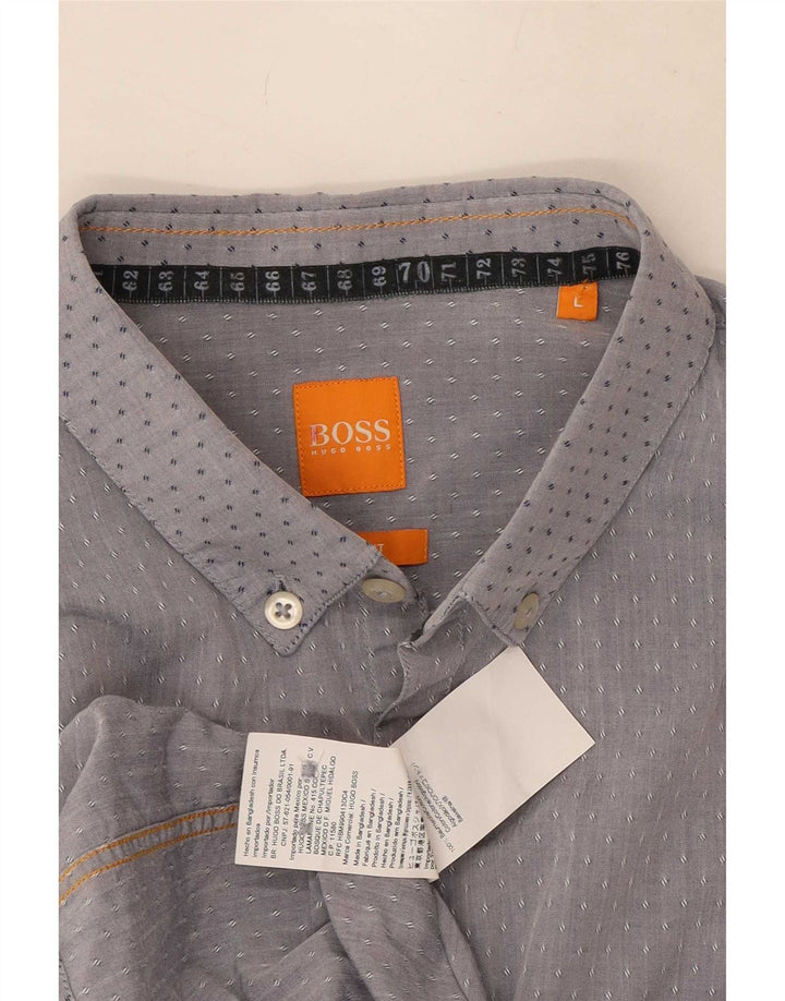 Hugo Boss Herrenhemd, große Baumwolle, grau gefleckt