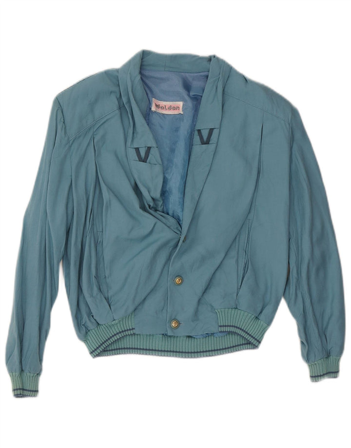 Vintage Damen Bomberjacke UK 16 Groß Blau