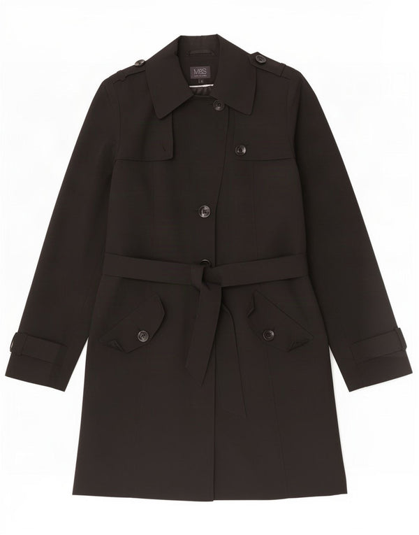 Marks & Spencer Damen Trenchcoat UK 12 Medium Black Polyester Classic