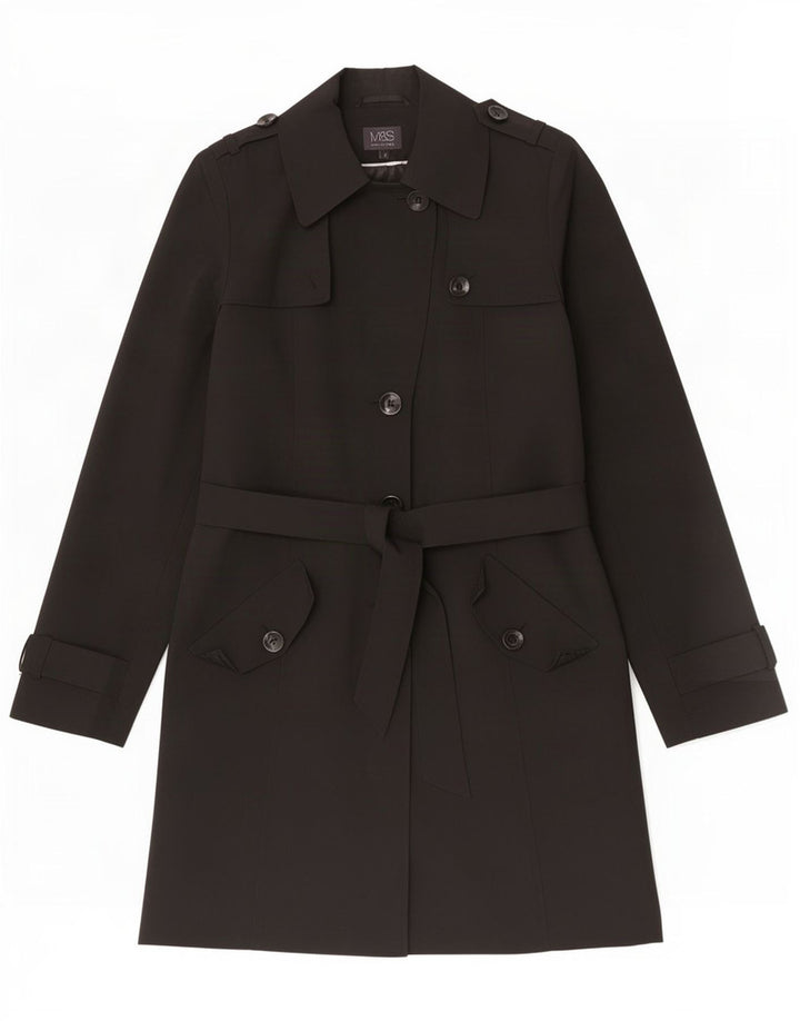 Marks & Spencer Damen Trenchcoat UK 12 Medium Black Polyester Classic