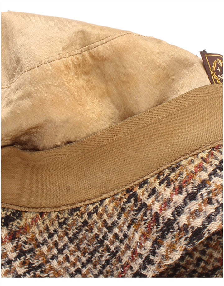 Vintage Herren Fischerhut, groß, beige, Hahnentrittmuster, klassisch