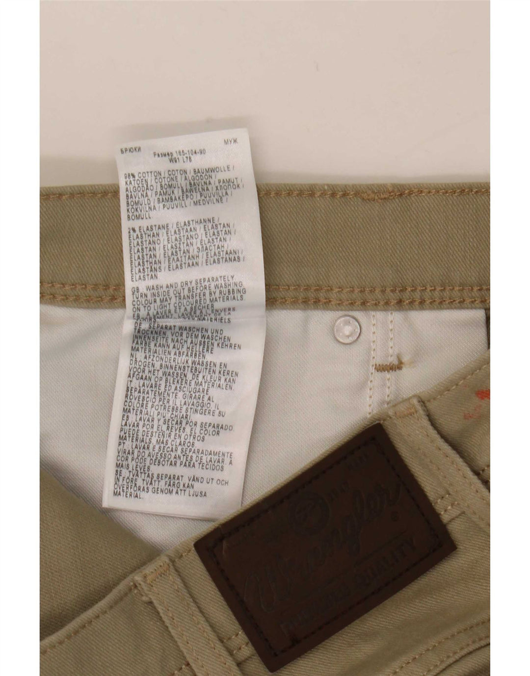 Wrangler Herren-Crop-Jeans W36 L25 Beige Baumwolle