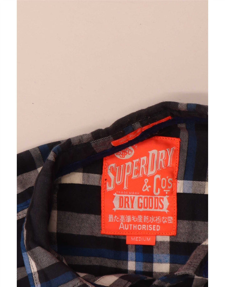 Superdry Herren-Flanellhemd, mittelblau, kariert, Baumwolle
