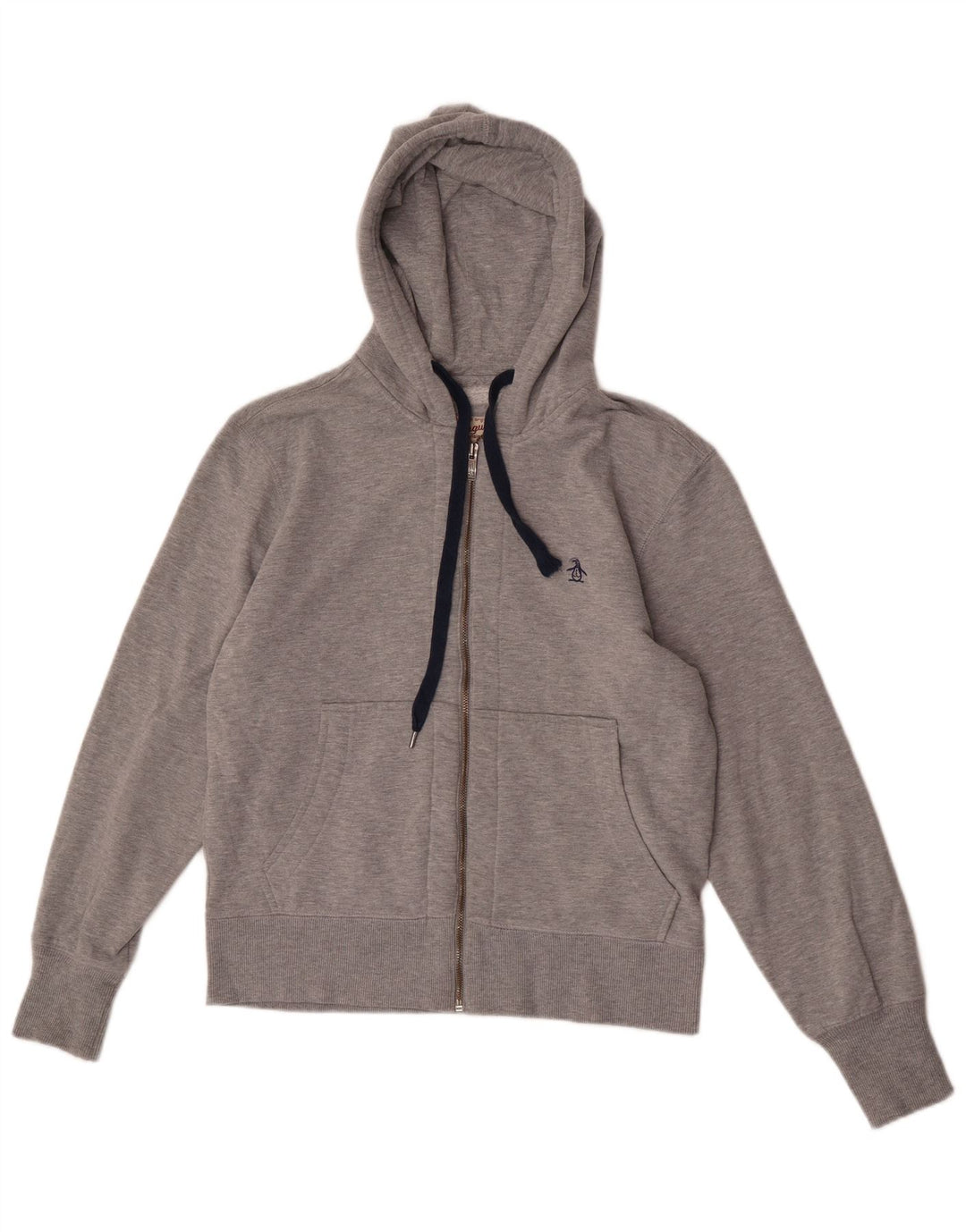 Penguin Herren-Kapuzenpullover mit Reißverschluss, klein, grau, Polyester