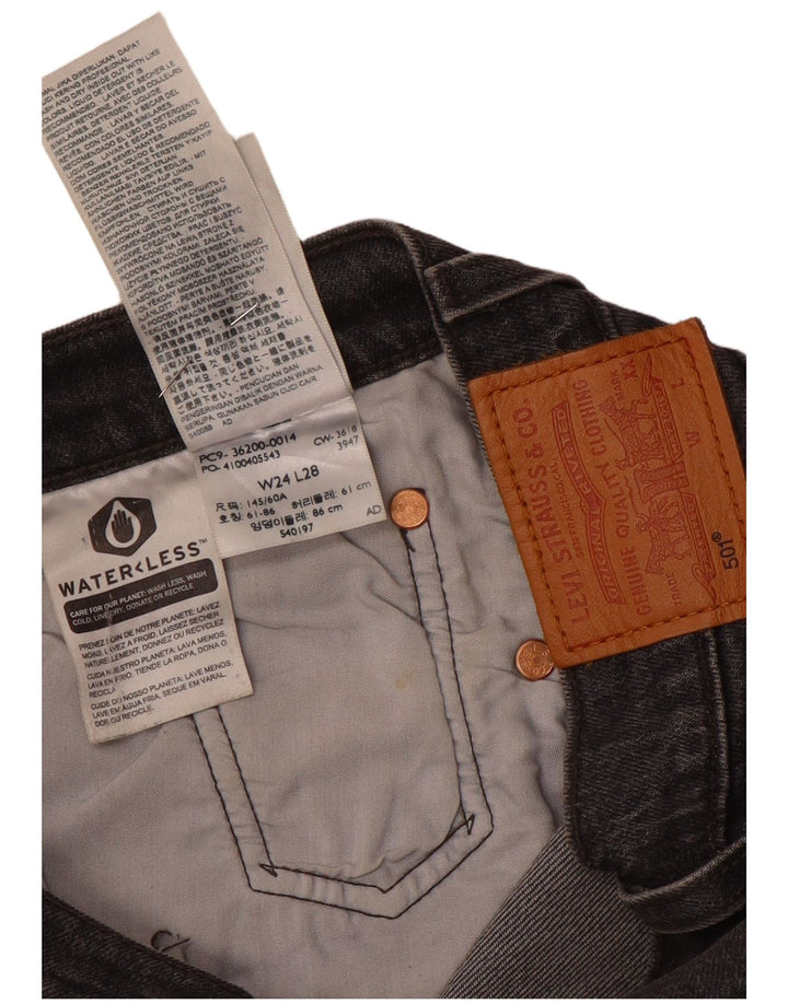Levi's Damen 501 Straight Jeans W24 L28 Graue Baumwolle