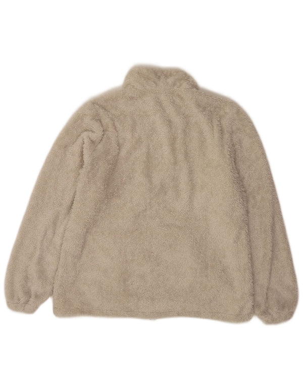New Balance Damen-Fleecepullover mit Reißverschluss am Hals, UK 16, Größe L, Beige, Polyester