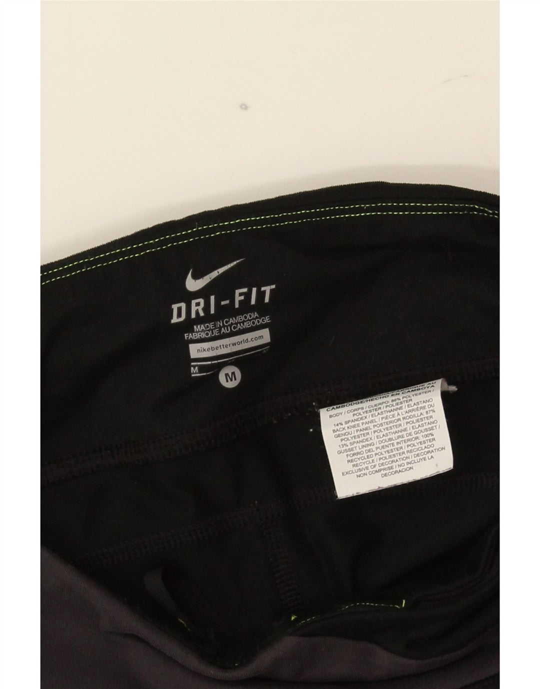 Nike Damen Dri Fit Leggings UK 12 Mittelschwarzes Colourblock-Polyester