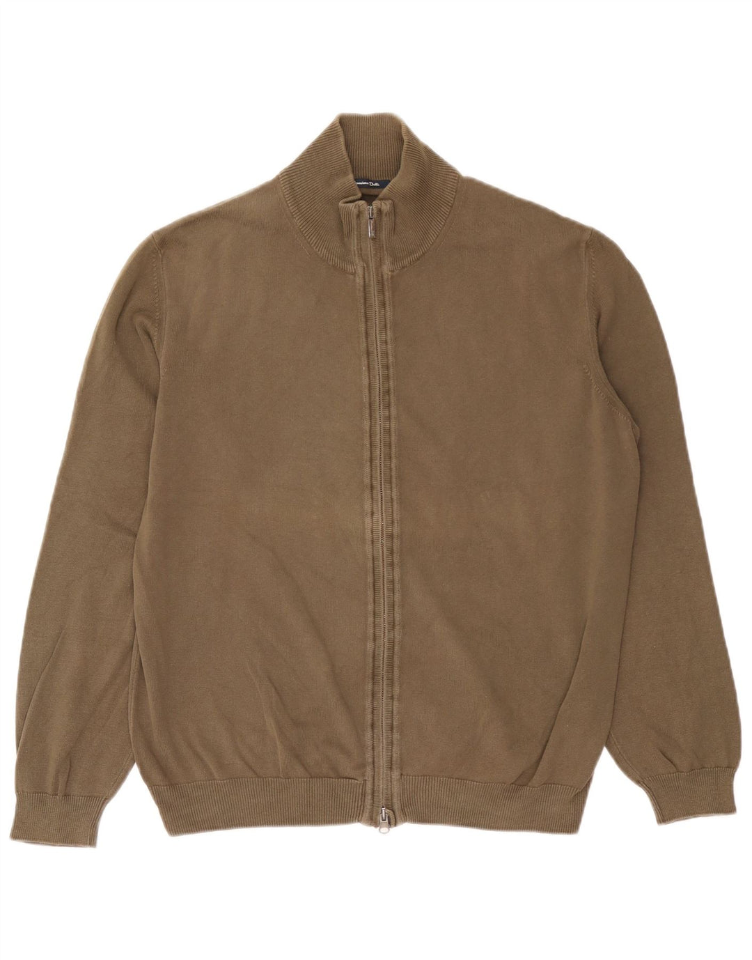 Massimo Dutti Herren-Strickjacke, groß, Khaki, Baumwolle