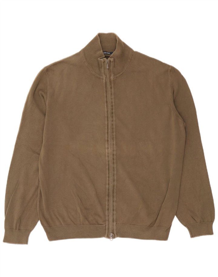 Massimo Dutti Herren-Strickjacke, groß, Khaki, Baumwolle