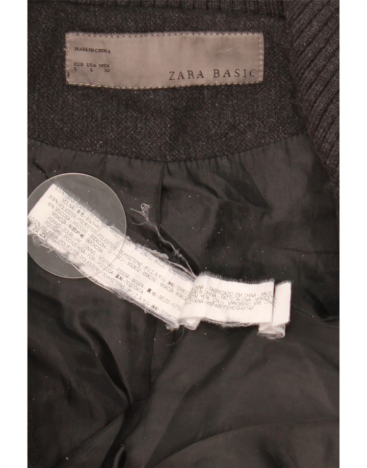 ZARA Damen Mantel UK 14 Große graue Wolle