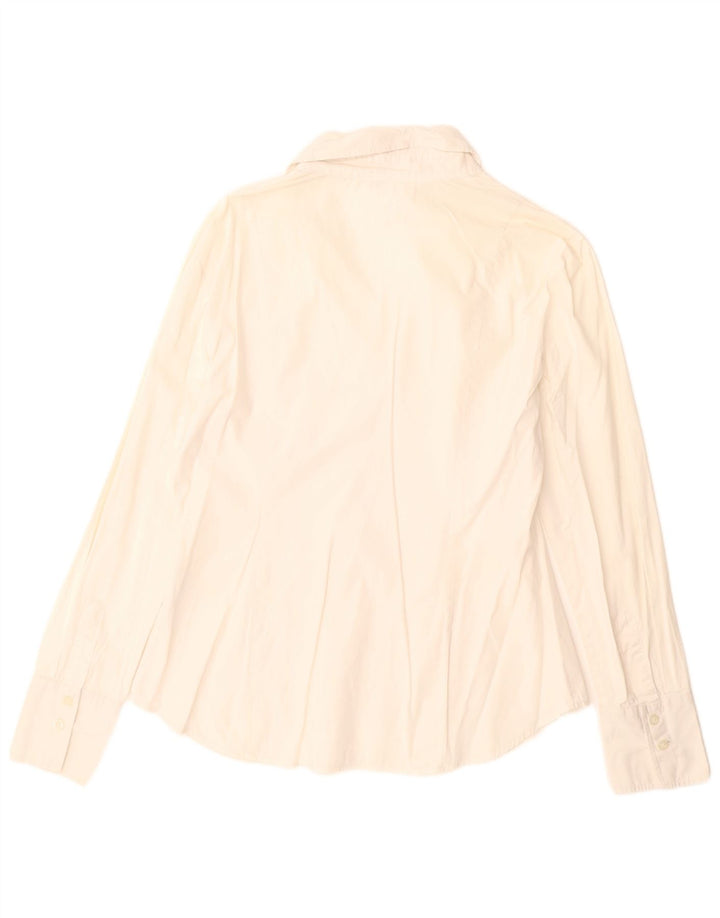 Benetton Damen-Pullover-Hemd, UK-Größe 46, Größe L, cremefarbene Baumwolle