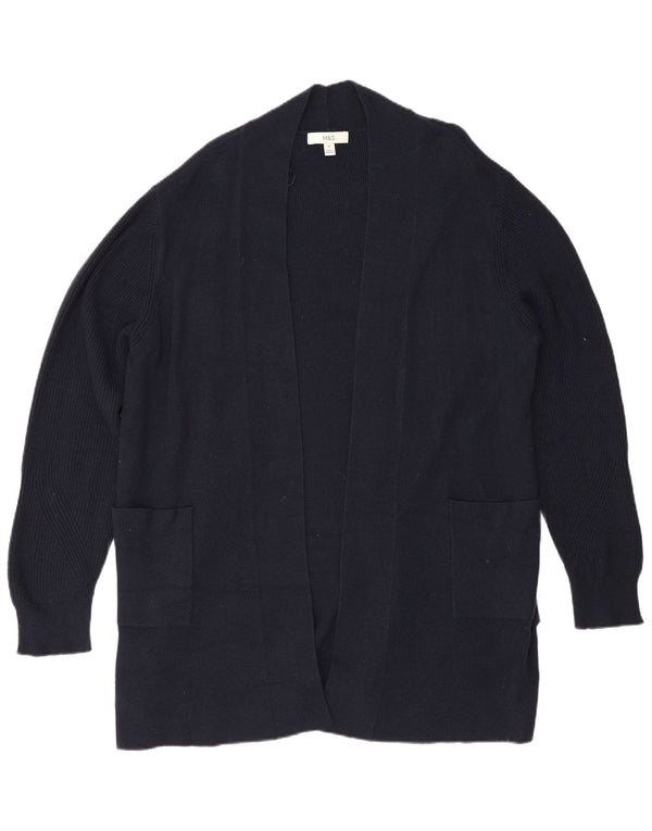 Marks & Spencer Womens Longline Open Cardigan Sweater UK 20 2XL Navy Blue