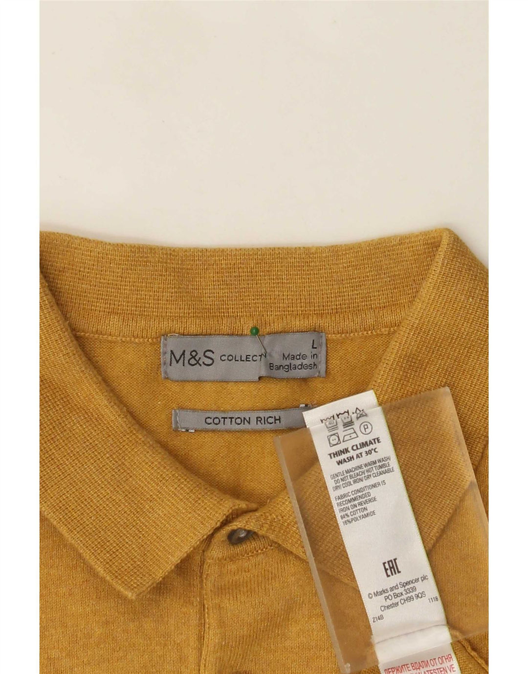 Marks & Spencer Herren-Pullover, kurzärmelig, Rollkragenpullover, Größe L, Gelb