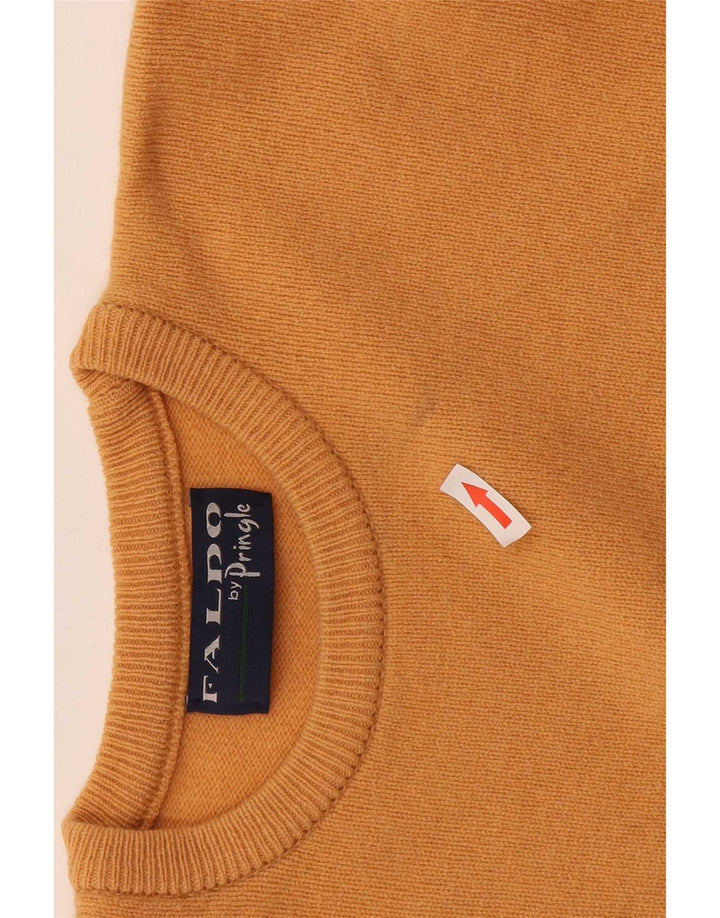 Pringle Herren-Pullover mit Rundhalsausschnitt, XL, gelbe Lammwolle