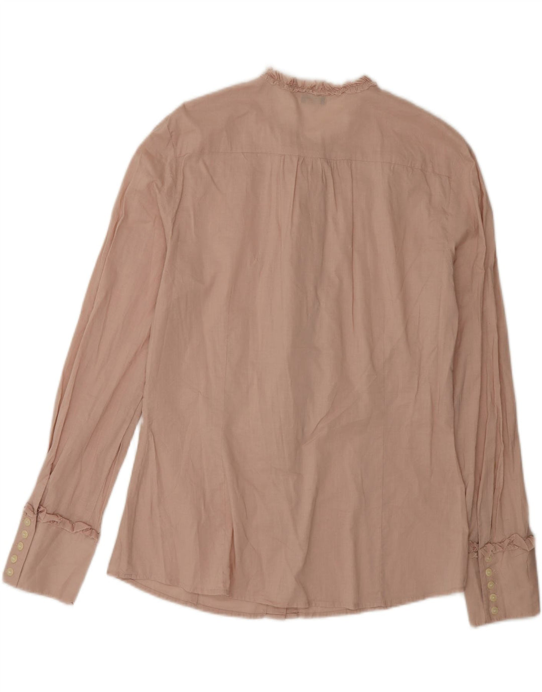 Benetton Damen-Hemdbluse mit Rüschen vorne, Gr. 44, Größe L, Rosa