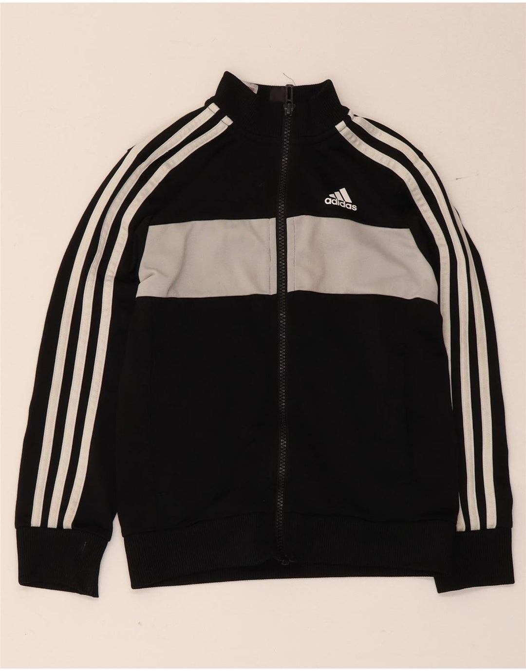 Adidas Jungen-Trainingsanzug-Top-Jacke, 7–8 Jahre, schwarzes Colourblock-Polyester