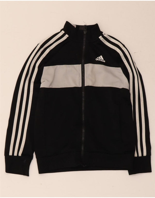 Adidas Jungen-Trainingsanzug-Top-Jacke, 7–8 Jahre, schwarzes Colourblock-Polyester