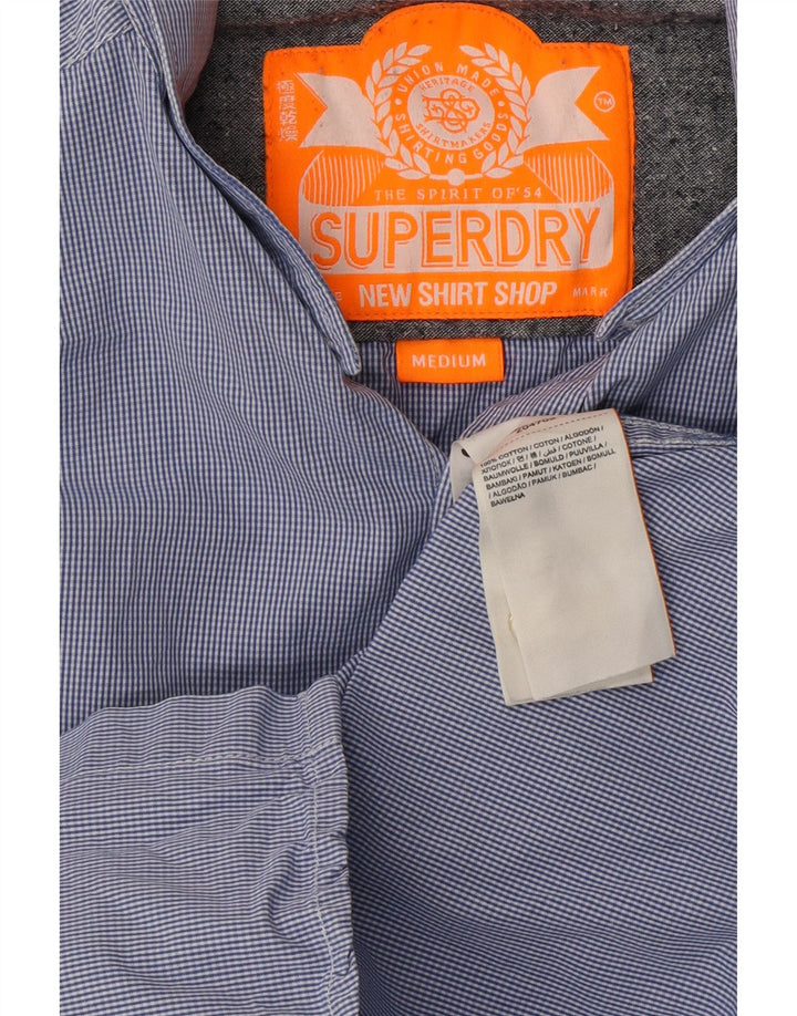 SUPERDRY Herrenhemd aus mittelblauer Nadelstreifen-Baumwolle