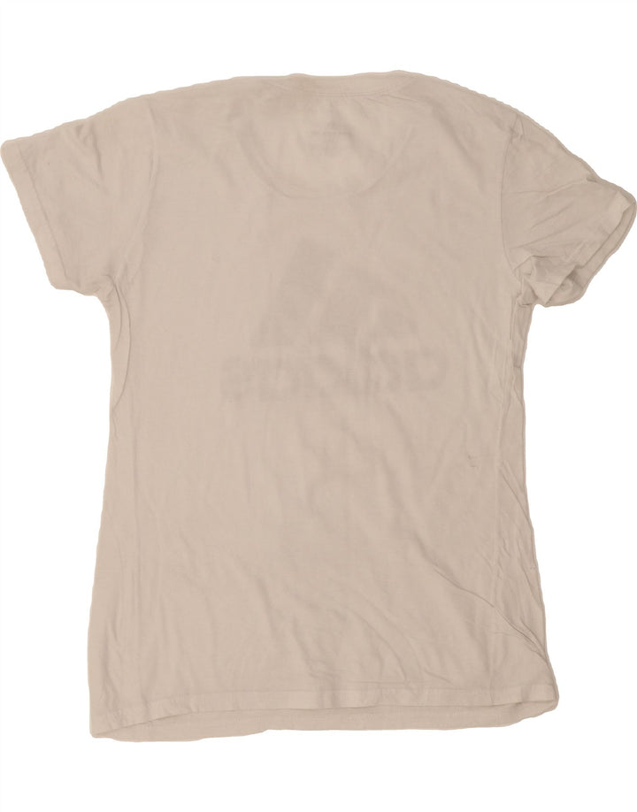 ADIDAS Womens Graphic T-Shirt Top UK 12 Medium White Vintage Adidas and Second-Hand Adidas from Messina Hembry 