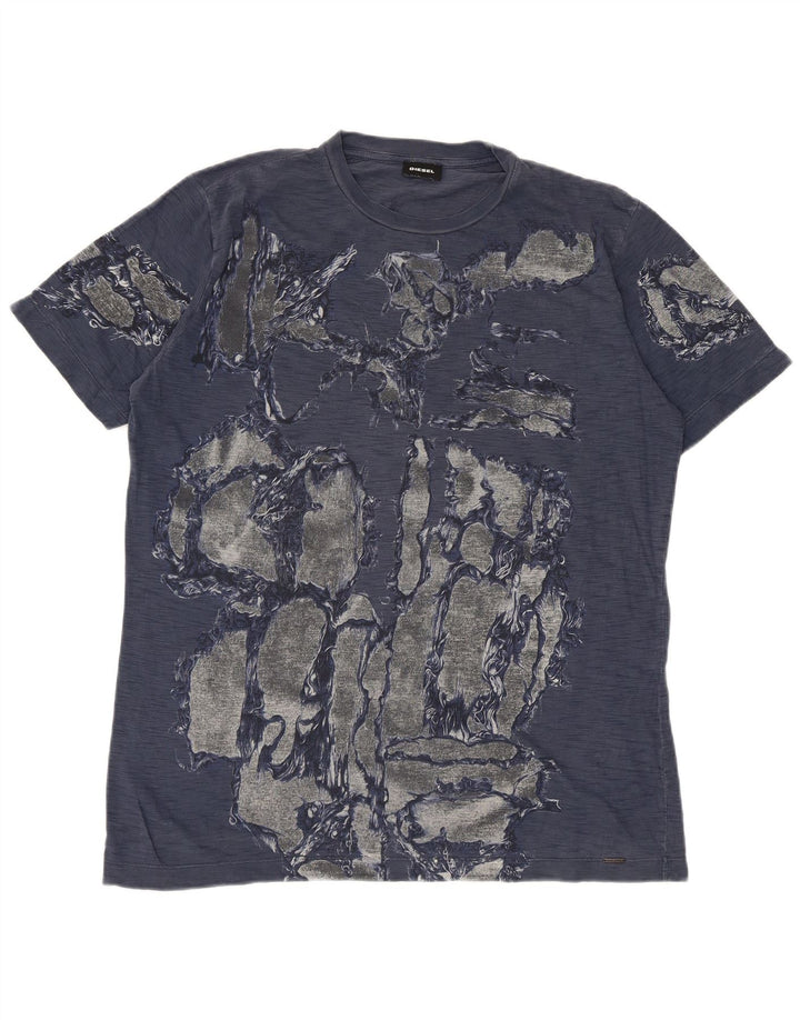 Diesel Herren T-Shirt mit Grafik, mittelgroß, Marineblau
