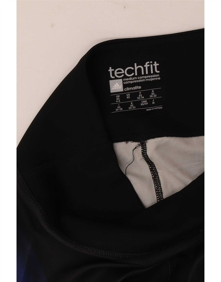 Adidas Damen Leggings mit abstraktem Muster UK 4/6 XS Schwarz