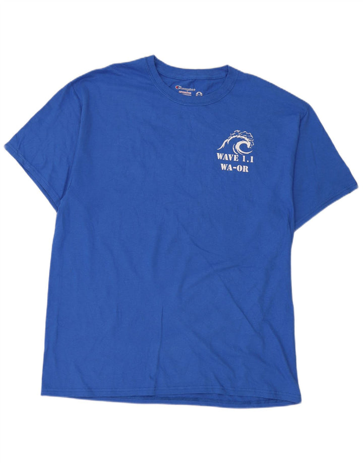 Champion Herren T-Shirt mit Grafik, Größe L, Blau