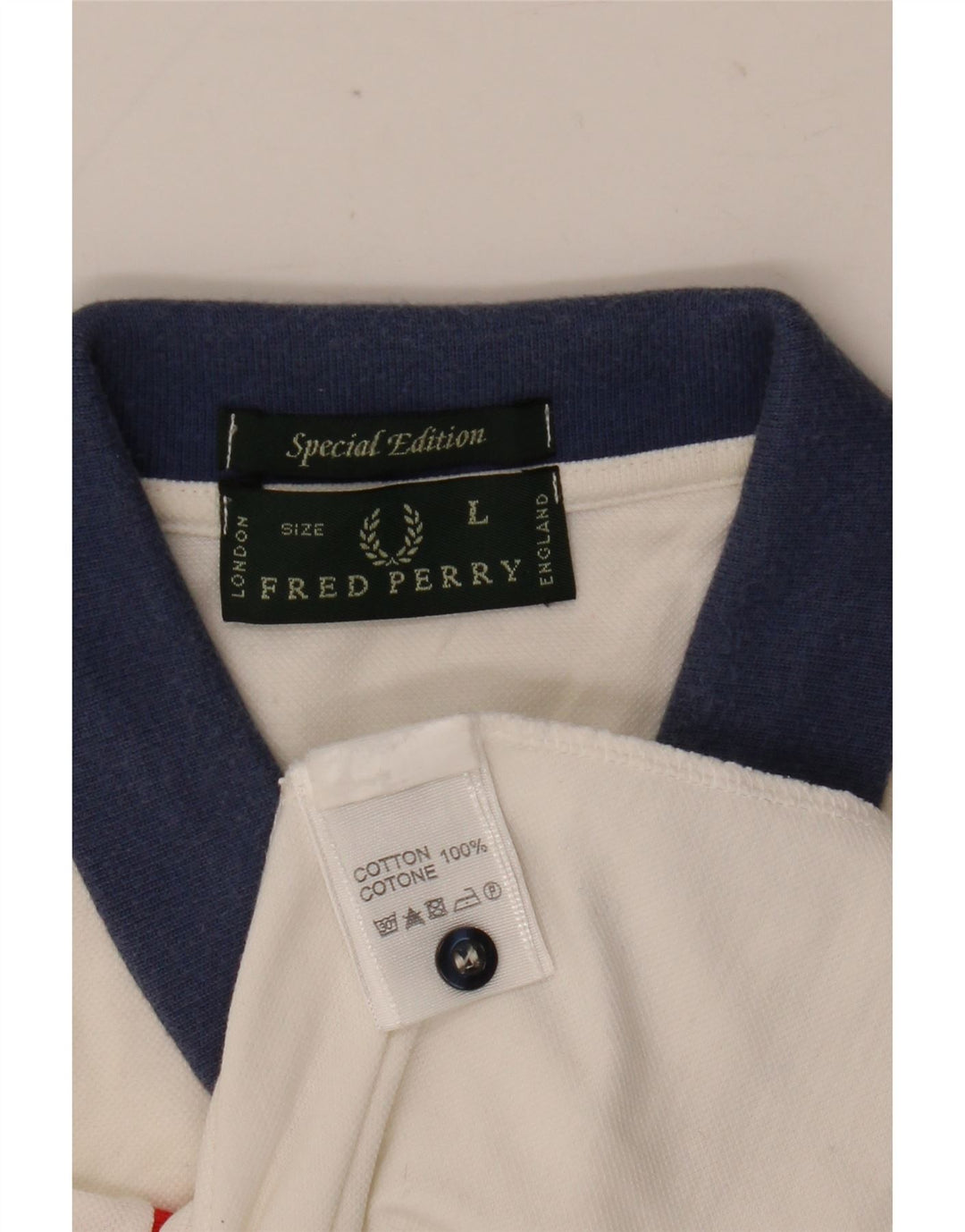 Fred Perry Herren Rugby-Poloshirt, große weiße Baumwolle