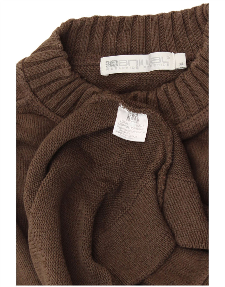 ANIMAL Herren-Pullover mit Rundhalsausschnitt, XL, braune Baumwolle
