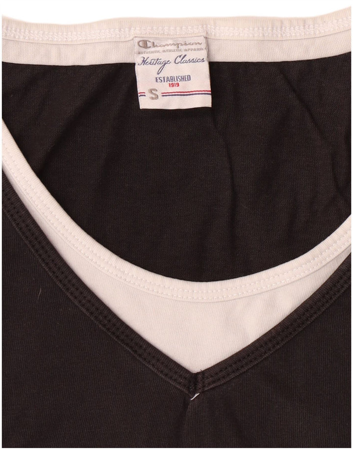 CHAMPION Damen Heritage Classics Graphic T-Shirt Top UK 10 Small Schwarz