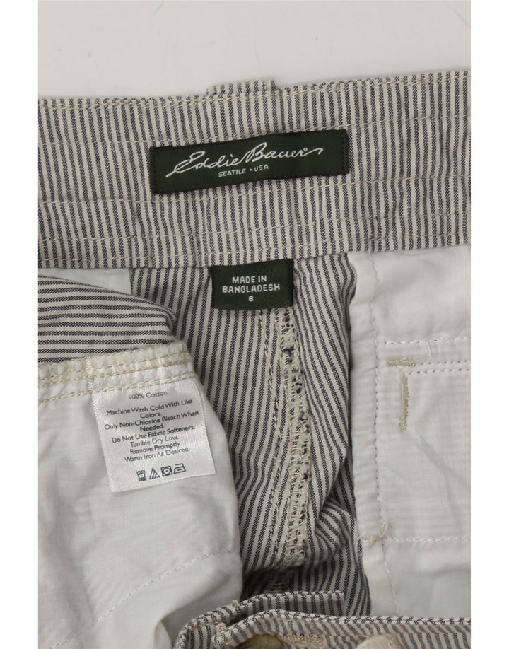 EDDIE BAUER Womens Chino Shorts US 8 Medium W34 Grey Pinstripe Cotton Vintage Eddie Bauer and Second-Hand Eddie Bauer from Messina Hembry 