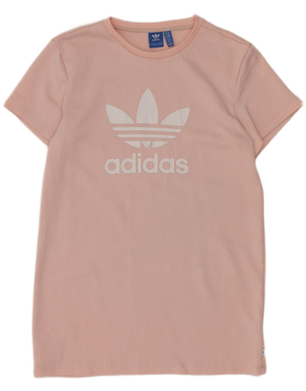 Adidas Womens Graphic Loose Fit T-Shirt-Kleid UK 10 Small Pink Sports