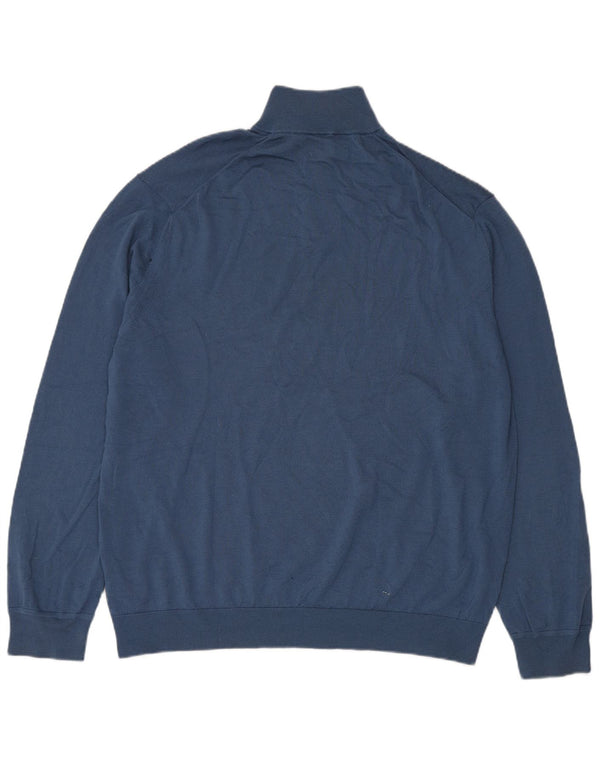 Marks & Spencer Herren-Pullover mit Reißverschluss am Hals, 3XL, blaue Merinowolle