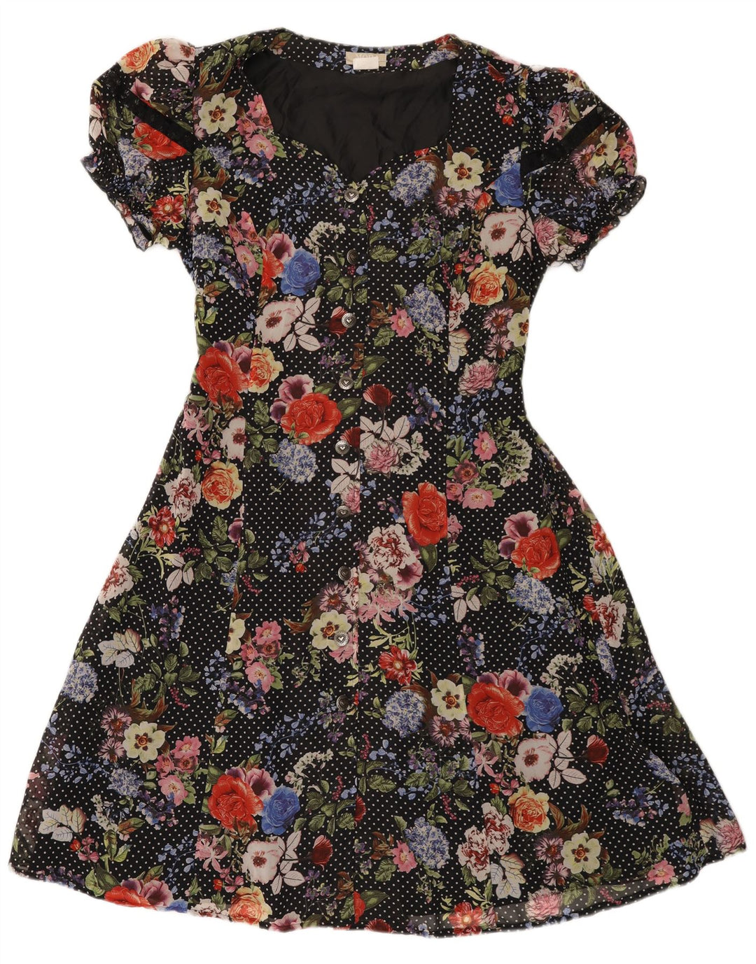 Mona Damen-A-Linien-Kleid, EU 42, großes, mehrfarbiges, florales Polyester