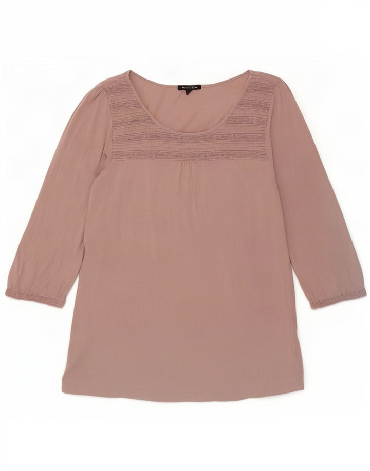 Massimo Dutti Damen Top 3/4 Ärmel UK 12 Mittelrosa