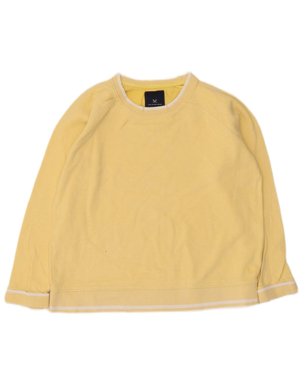 Crew Clothing Damen-Sweatshirt-Pullover UK 12 Mittelgelb gestreift aus Baumwolle