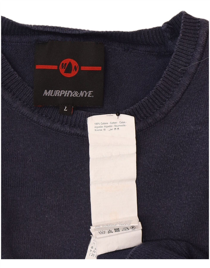 Murphy & Nye Herren-Pullover mit Rundhalsausschnitt, Größe L, Marineblau