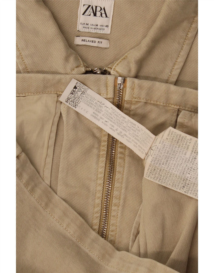 Entspannte Jeansjacke für Herren von Zara, UK 38, mittlere Khaki-Baumwolle