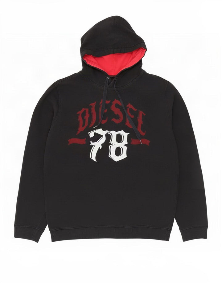 Diesel Herren Graphic Hoodie Pullover Mittelschwarze Baumwolle
