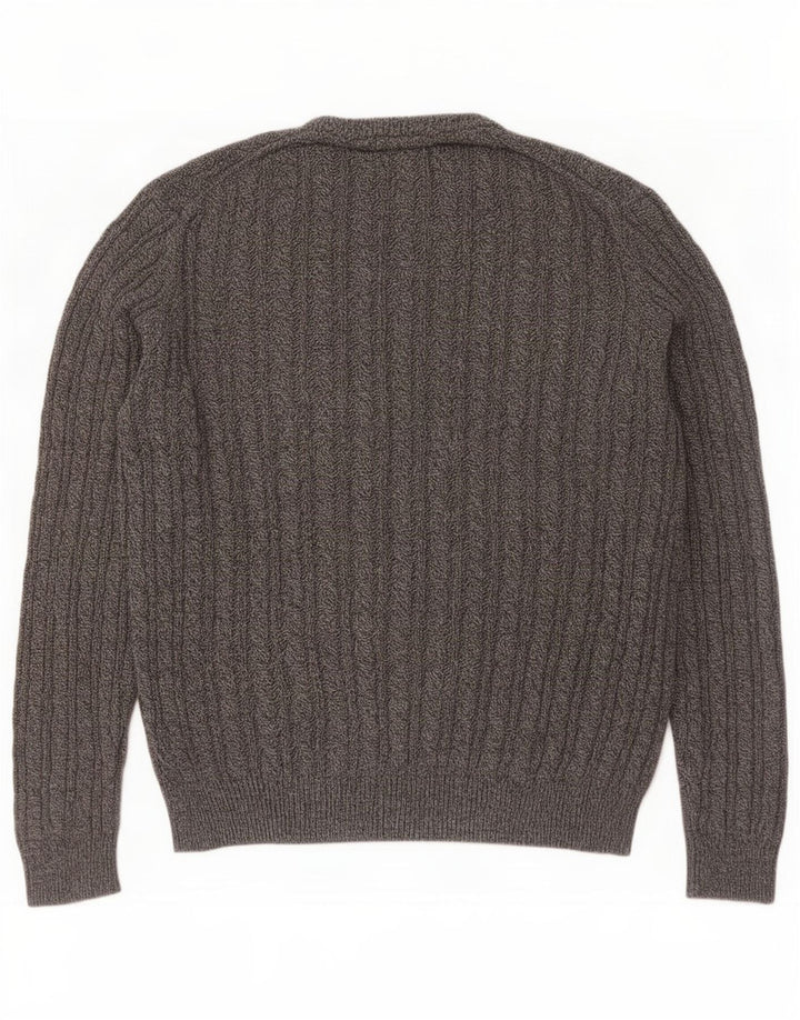 Farah Herren-Pullover mit Rundhalsausschnitt, groß, aus grauer Baumwolle