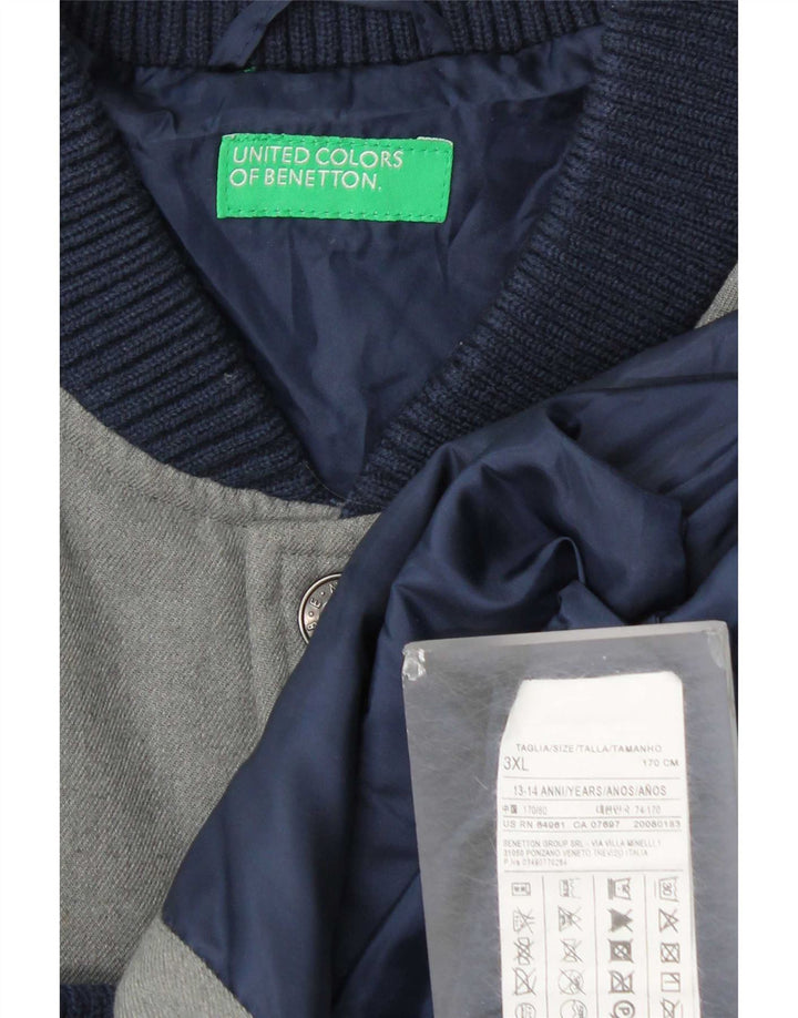 Benetton Jungen-Unijacke mit Grafik, 13–14 Jahre, 3XL, graues Polyester