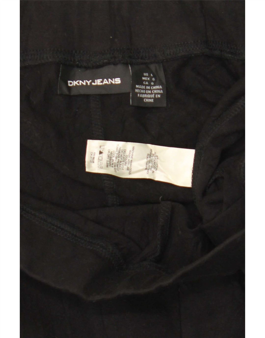 Dkny Damen Leggings UK 14 Large Schwarz Colourblock Baumwolle