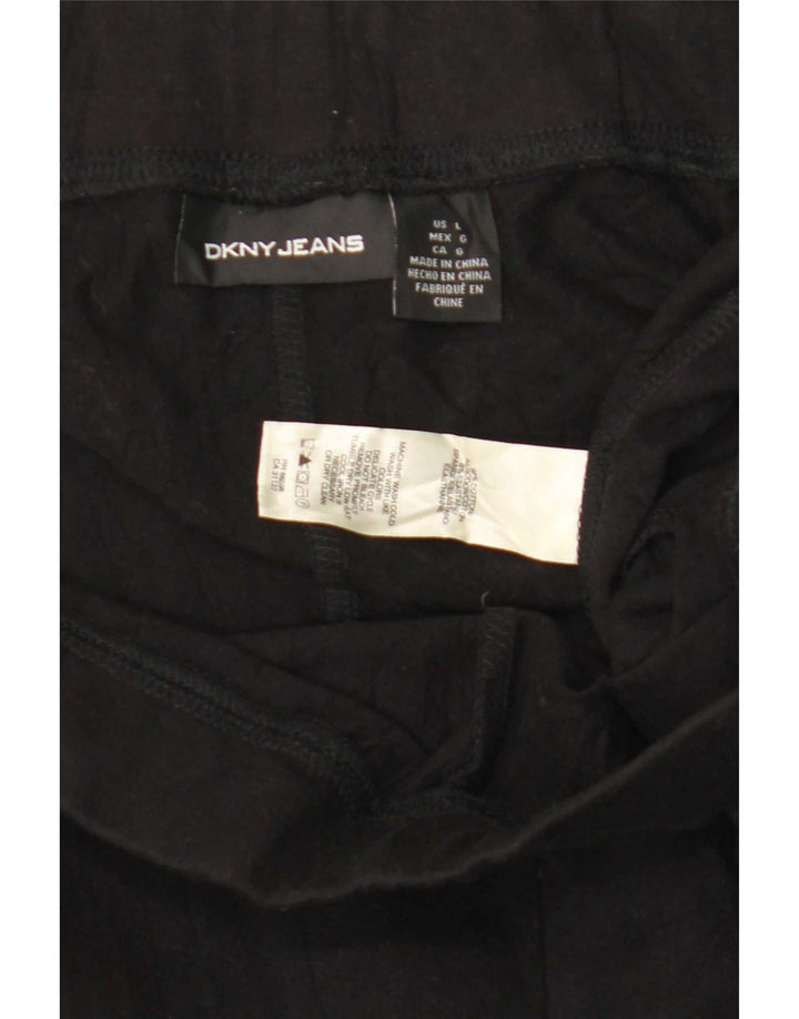 Dkny Damen Leggings UK 14 Large Schwarz Colourblock Baumwolle