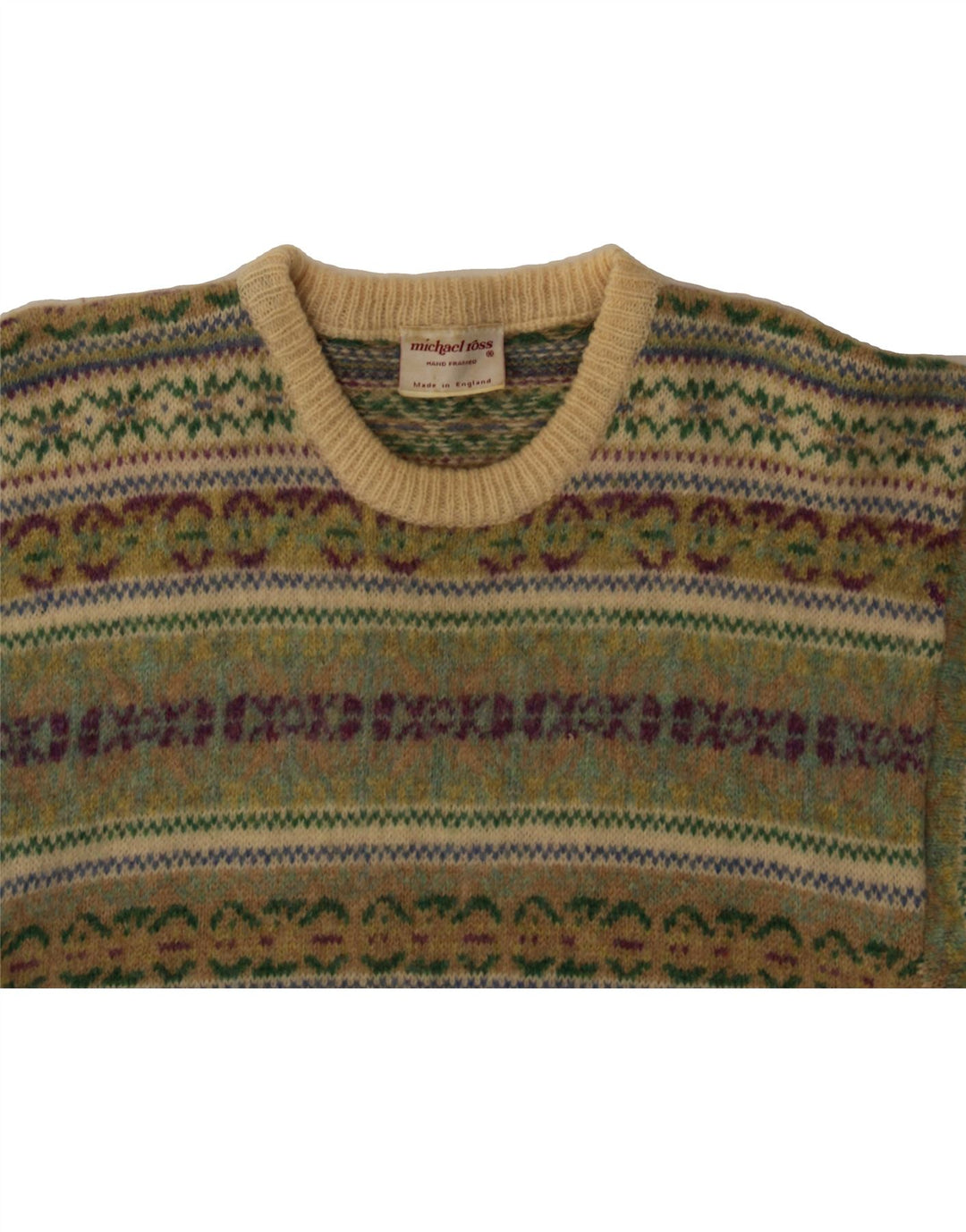 MICHAEL ROSS Herren-Pullover mit Rundhalsausschnitt, Größe S, Grün, Fair Isle
