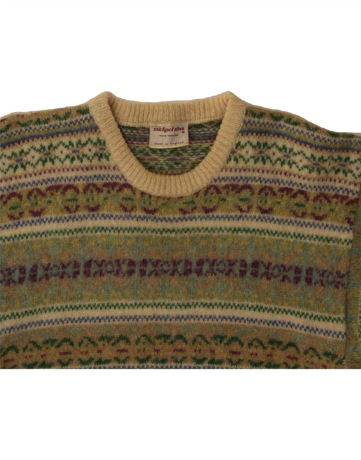 MICHAEL ROSS Herren-Pullover mit Rundhalsausschnitt, Größe S, Grün, Fair Isle