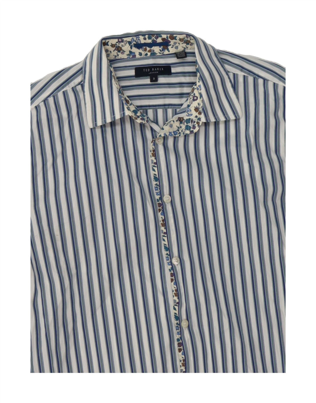 TED BAKER Mens Shirt Size 3 Medium Blue Striped Cotton Vintage Ted Baker and Second-Hand Ted Baker from Messina Hembry 